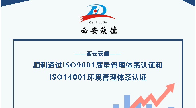 順利通過ISO9001質量管理體系認證和ISO14001環境管理體系認證